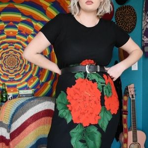 90s Poinsettia Midi Dress